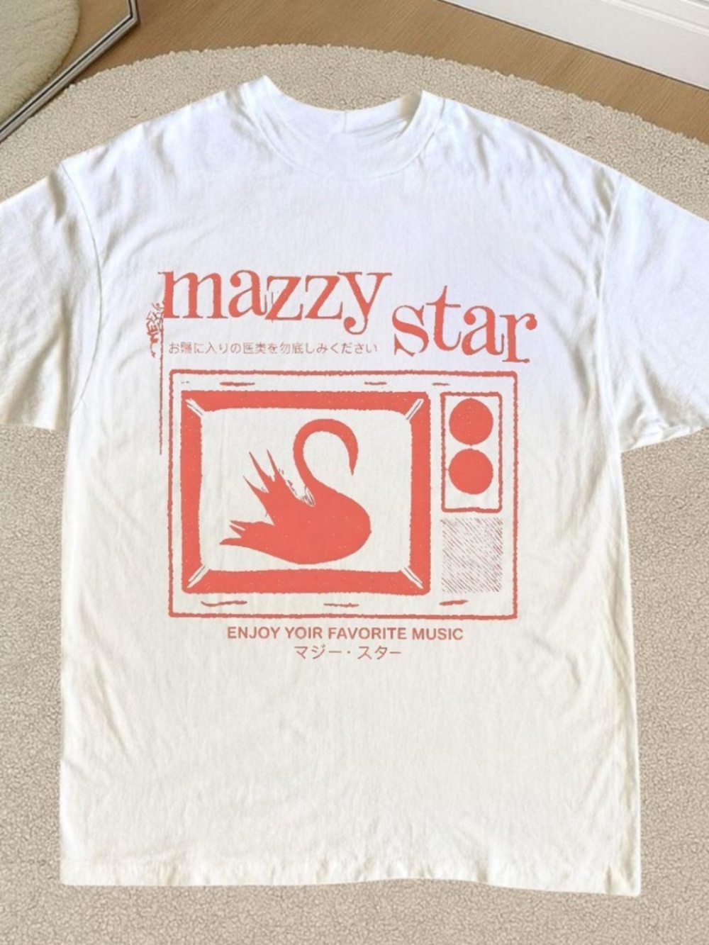 Gildan White TV with Coral Graphic T-Shirt